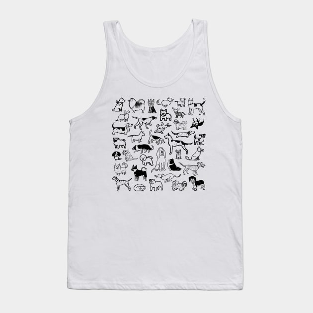 Black and White Dogs Pattern Tank Top by Coffee Squirrel